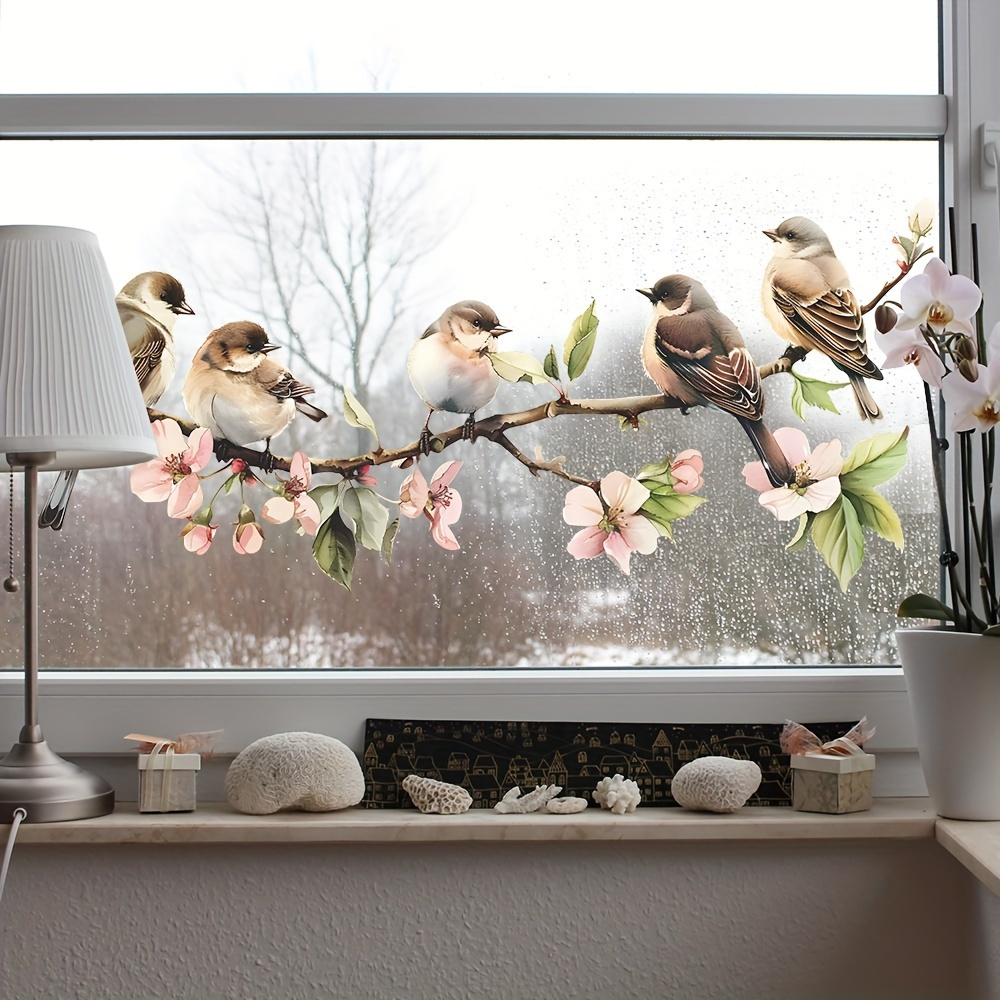 

1pc And Bird Window Decorations - Adhesive Decoration, Easy To Remove, No Residue