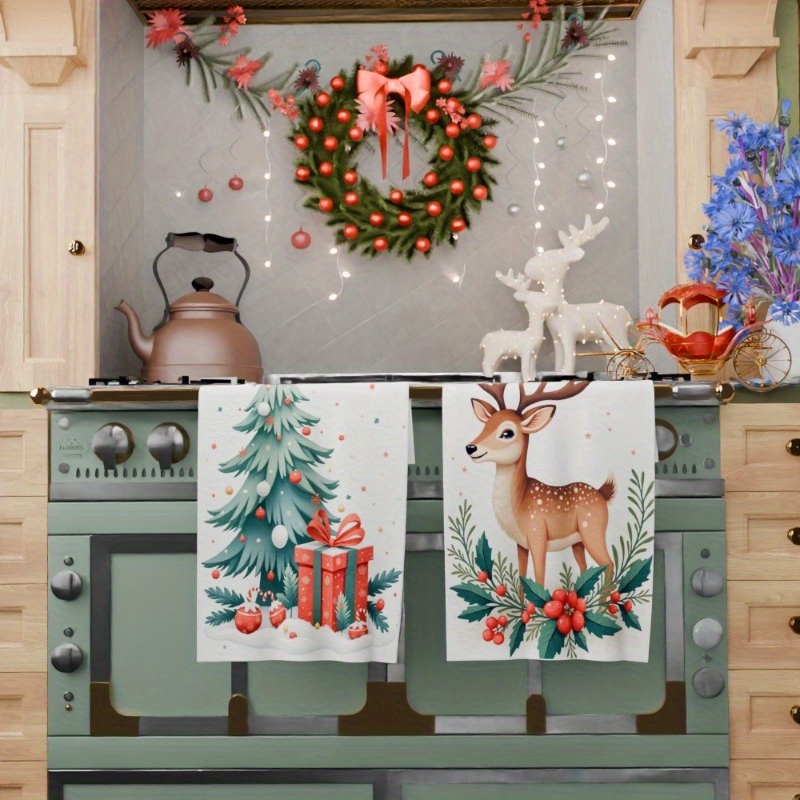 2pcs 18 by 66.04 cm winter merry christmas kitchen decorations   details 0