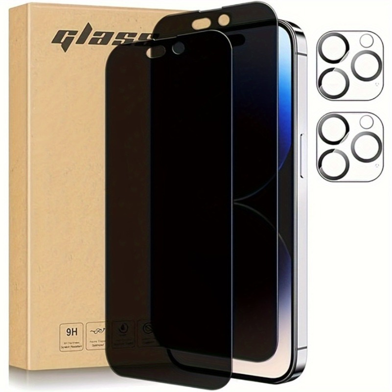 

2pcs Privacy Tempered Glass Screen Protector And Camera Lens Film For /15/14/13/12/11- Your Privacy And Your Phone Safe