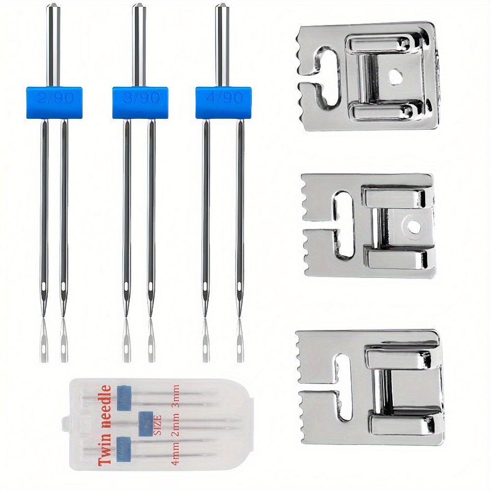 

d'aiguilles jumelées de 6 pièces 3 pieds presseurs à plis - Tailles mixtes 2.0/90, 3.0/90, 4.0/90 machines à coudre domestiques - et