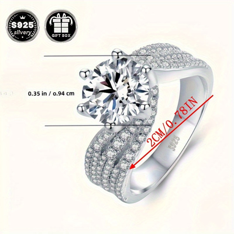 1pc   925 sterling silver ring for women round natural zirconia engagement wedding band 6 prong setting party jewelry high quality bague femme   birthstone no power required details 5