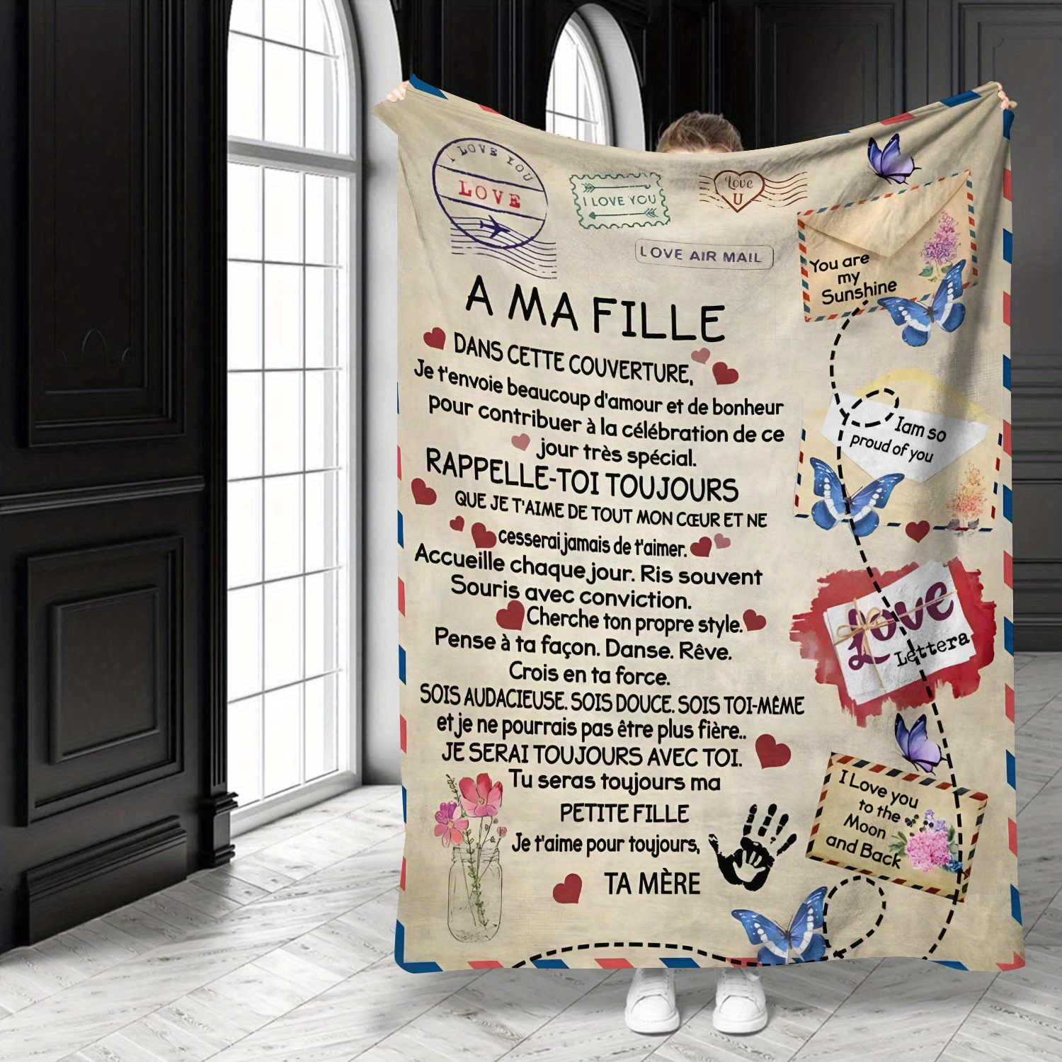 

Cozy French-inspired Flannel Throw Blanket With Text - Perfect Gift For Daughter, For All