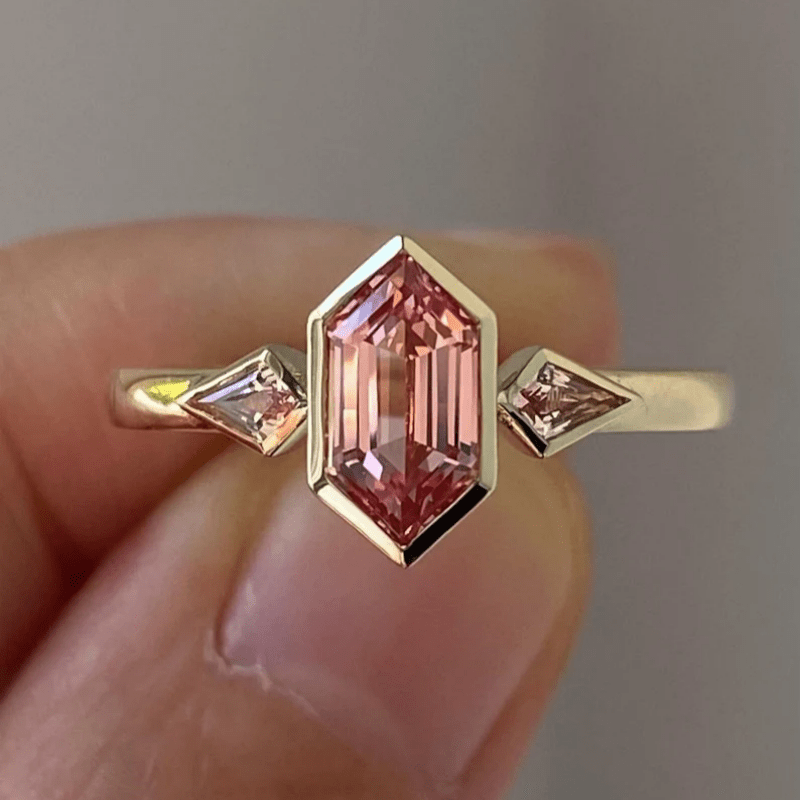 Image of Stunning Elegant Copper Ring Inlaid With Sparkling Synthetic Cubic Zirconia Women's Party Banquet Engagement And Wedding Ring Anniversary Birthday Valentine's Day Gift