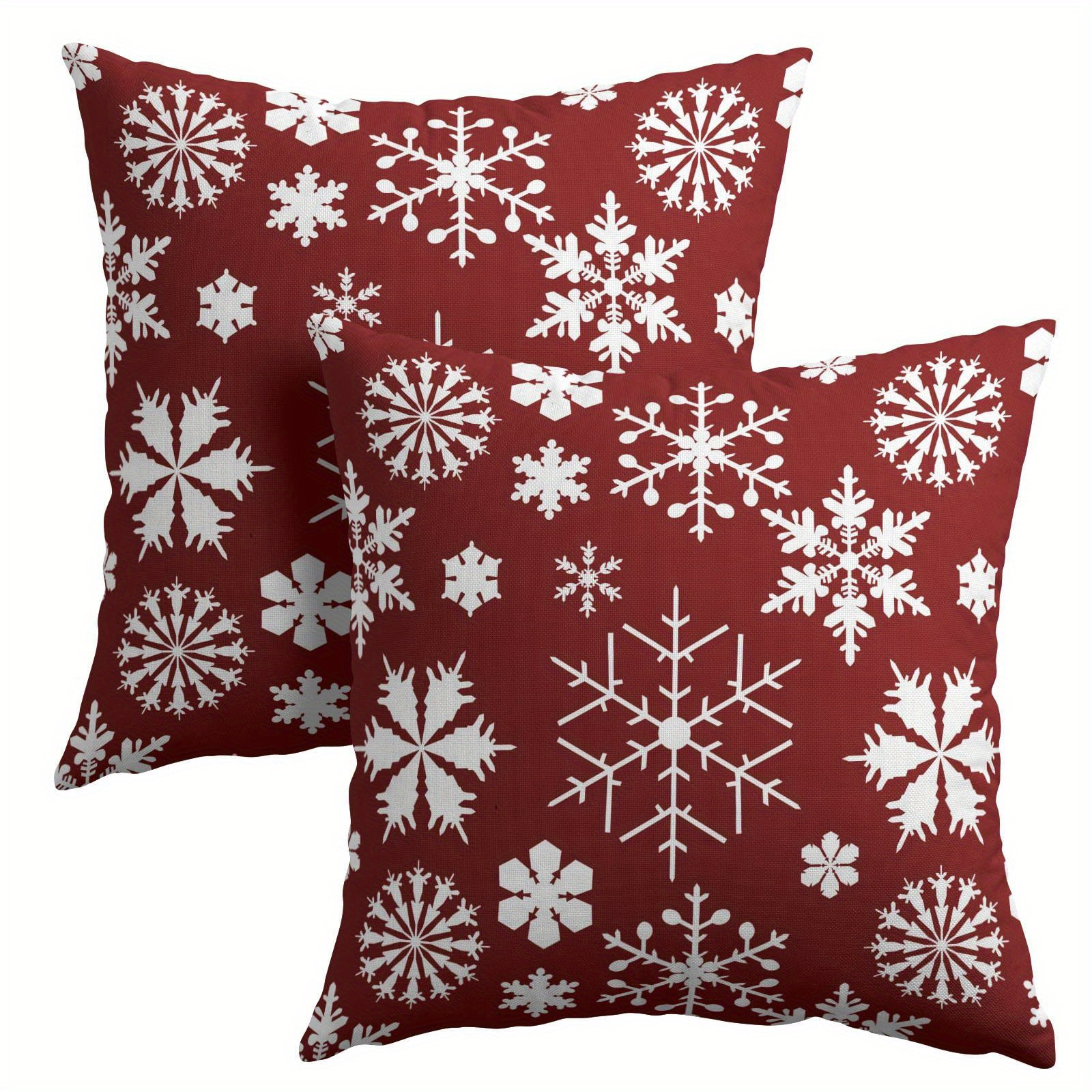 

2- Christmas Cushion Covers, 18x18 , Red , , Contemporary , Zippered, Washable, For Sofa, Bedroom, Decor, Decoration, -sided , No