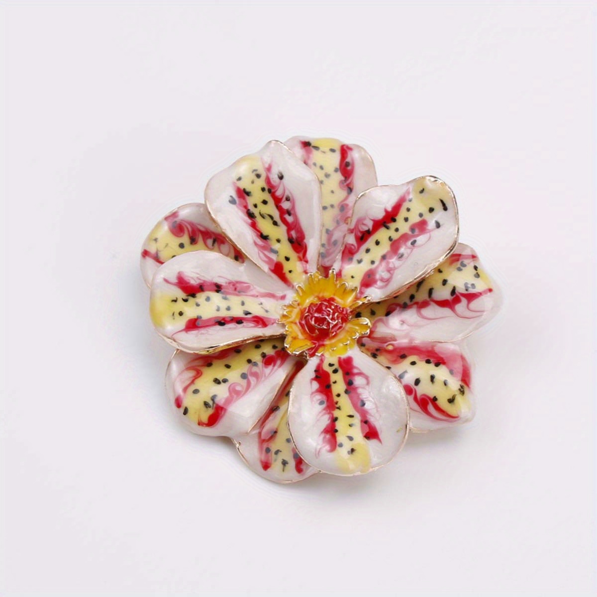 elegant enamel flower brooch pin unique oil drip design   suits sweaters ideal gift for men and women details 0