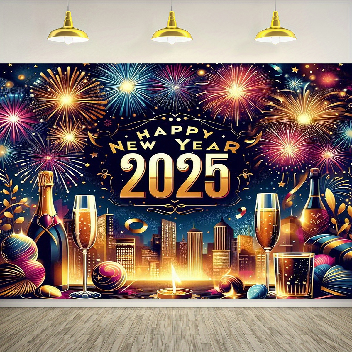 TEMU 2025 Happy New Year Banner Colorful New Years Backdrop For 2025 Party Decorations Happy New Year Decorations New Years Eve Banner For New Years