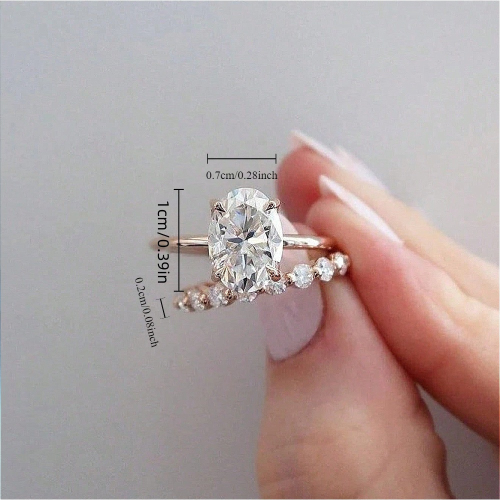 2pc Oval Shape Ring Set for Women, Wedding & Engagement