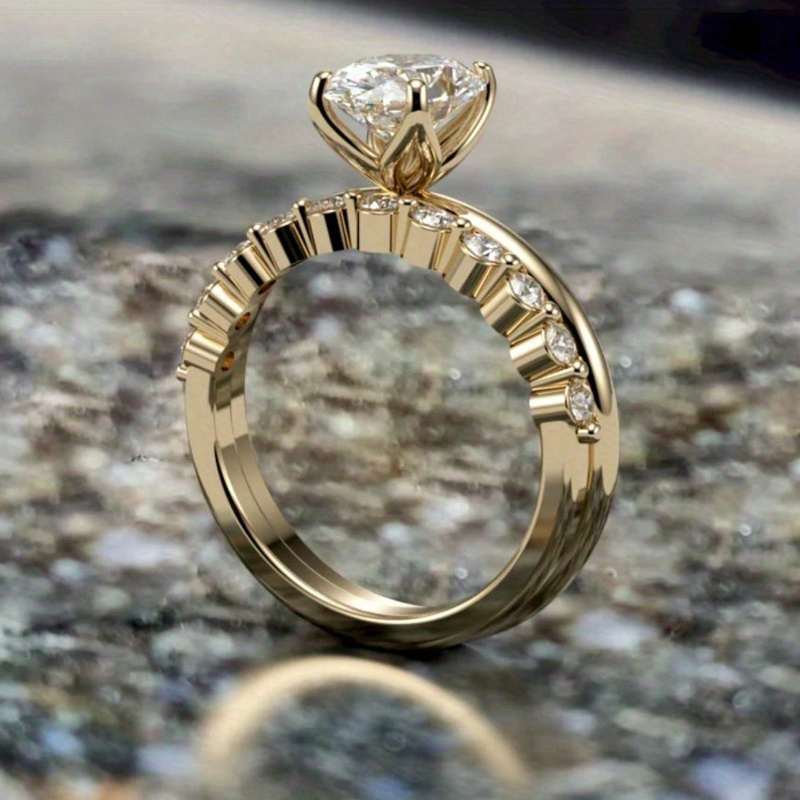 2pc Oval Shape Ring Set for Women, Wedding & Engagement