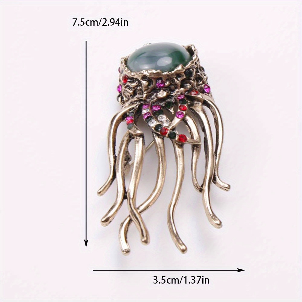 elegant jellyfish brooch with sparkling rhinestones unique   pin perfect gift for women details 0