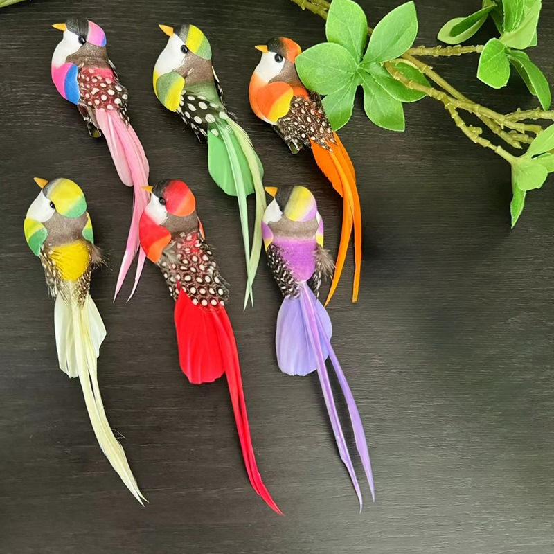 Image of 6pcs Of Artificial Bird Feathers, Long Tailed Birds, Decorative Simulation Technology, Modern Home Decoration, Garden Decoration, Festival Decoration, Room Decoration Add A Touch Of To (color Random)
