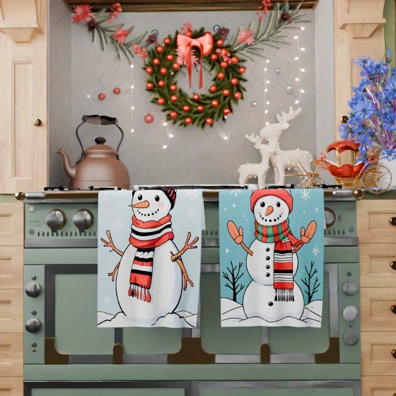 2pcs 18 .04 cm kitchen towel tea towel christmas   merry christmas kitchen decoration christmas decorations soft christmas kitchen towel christmas towel towel gift decoration zumqh details 0