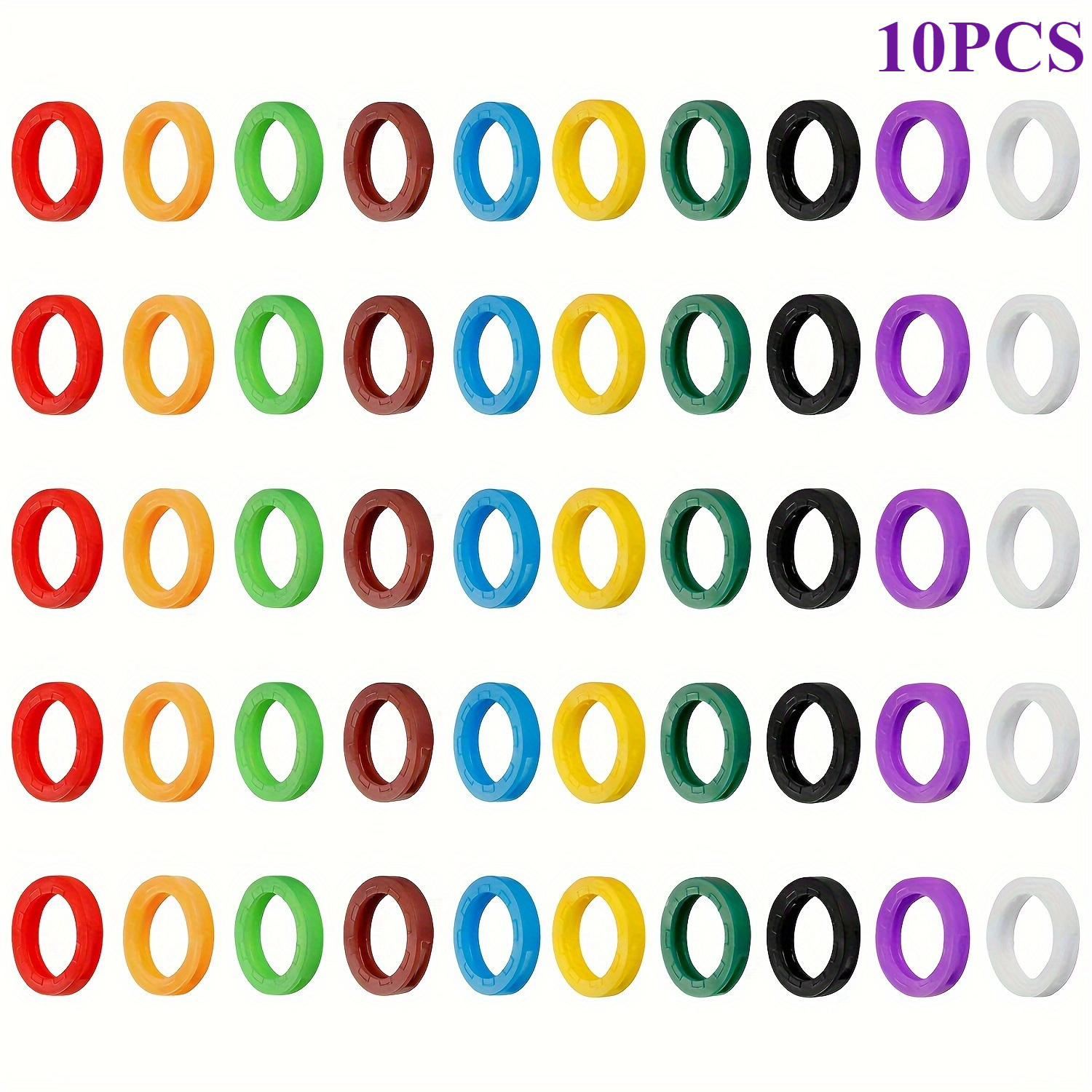 Image of 10/20/30pcs Hollow Key Covers, Keyring Locks For Key Identification, Multicolor Key Cap Sleeve Rings, For Men And Women,halloween,christmas