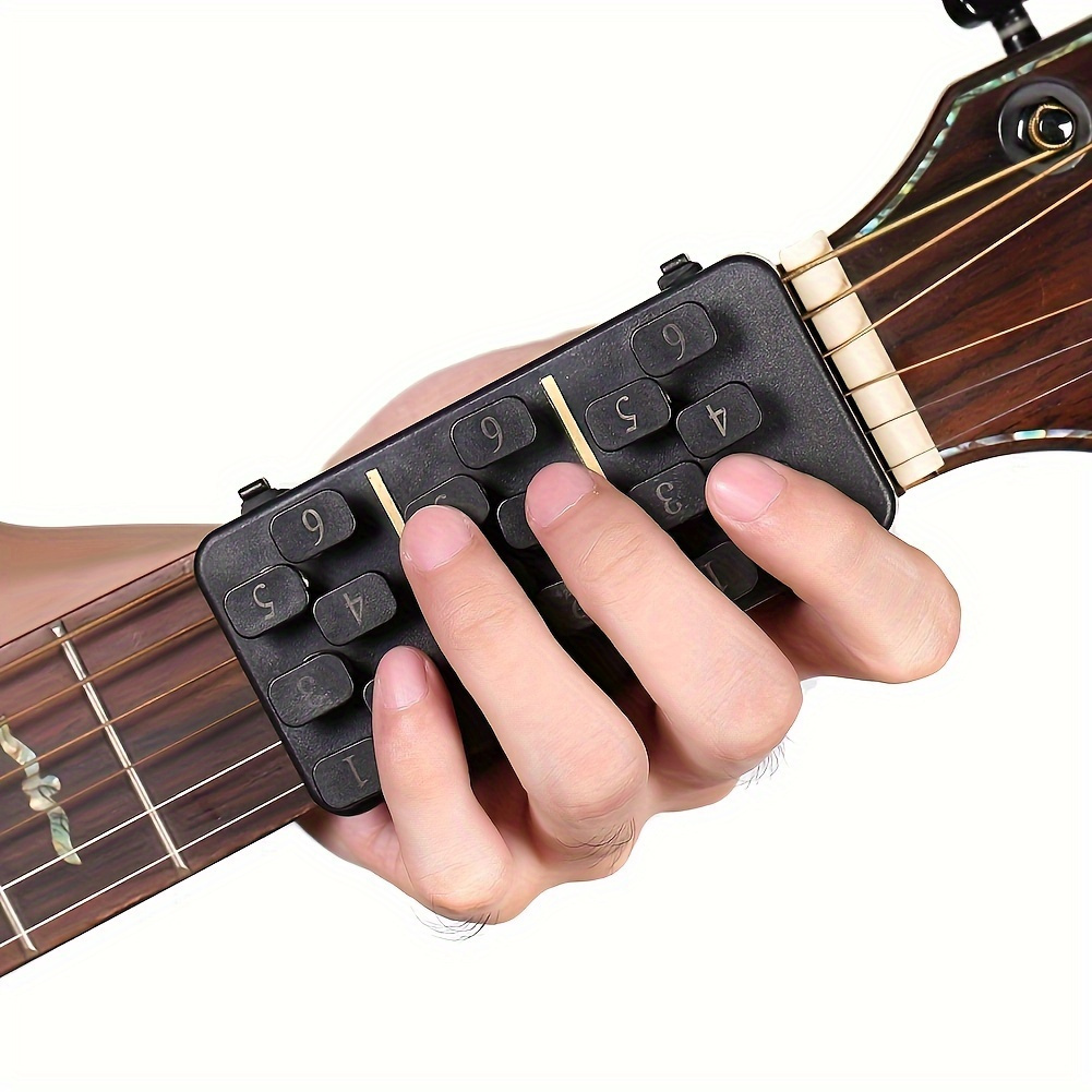 

Guitar Chord Trainer, Finger Strength Practice Tool, Wooden Acoustic Guitar Accessory, Black Plastic, With Slight Color