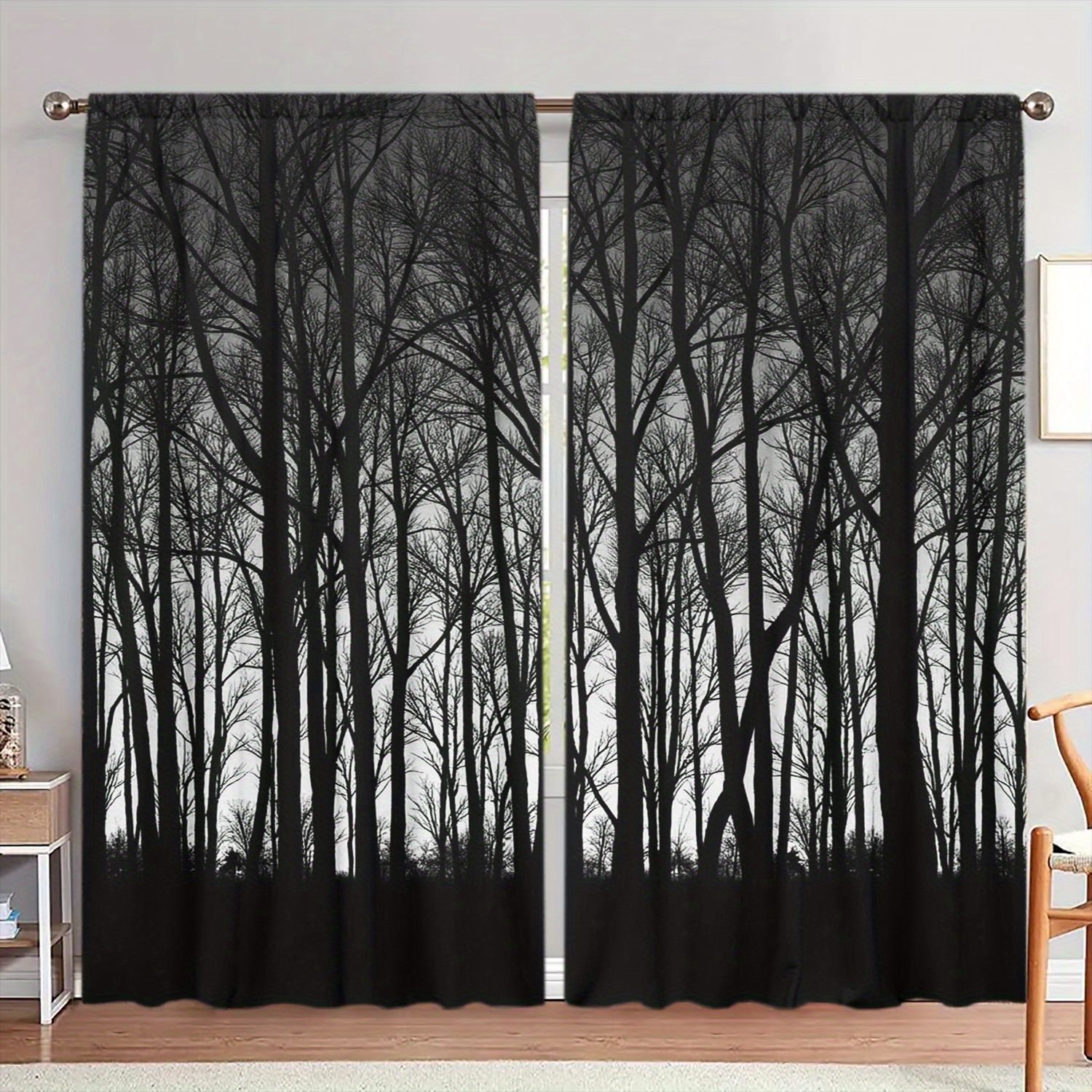 

2 Panels Modern Blackout Window Curtains With Print - Thermal Insulated, Light Blocking, Privacy Drapes For Bedroom And Living Room, Rod , Non-fading, % Polyester Velvet Fabric, -120gsm