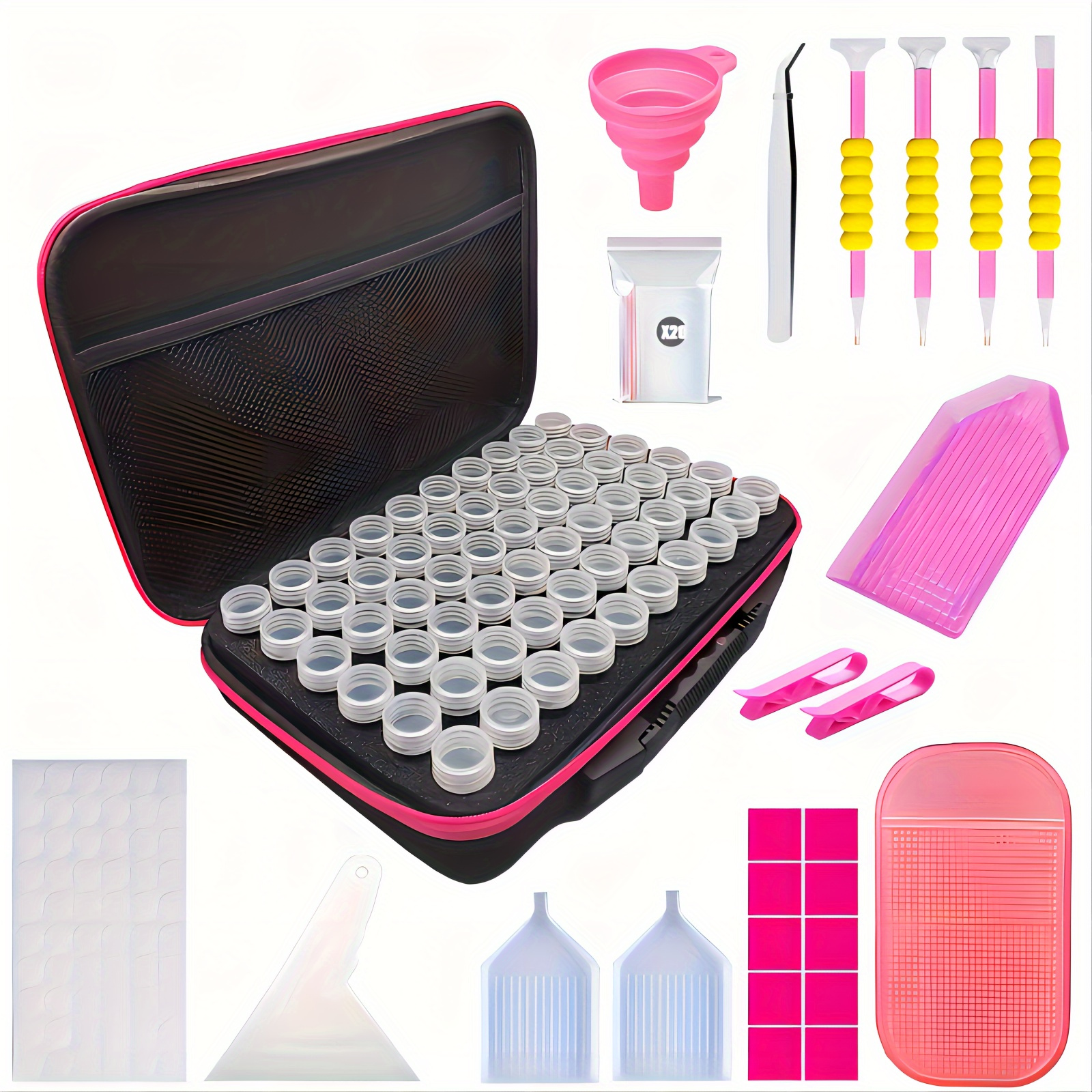 

54pcs Diy Diamond Painting Kit With Stand, Tweezers, Clips, Funnel, Scraper, & Rhinestone Pen - Complete Set For Crafting Enthusiasts (storage Bag Not Included), Diamond Painting Supplies