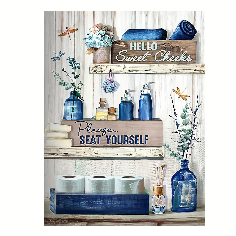 

Chic Navy With '' Sign - Waterproof, High-quality 12x16" For & Bathroom Decor