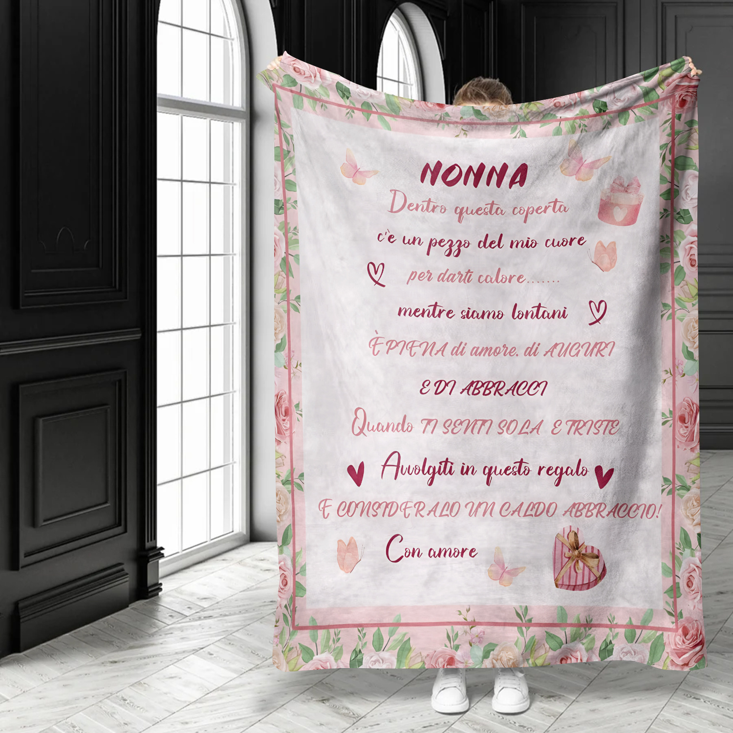 

Italian Blanket, Flannel Fleece Blanket, Printed For Nonna