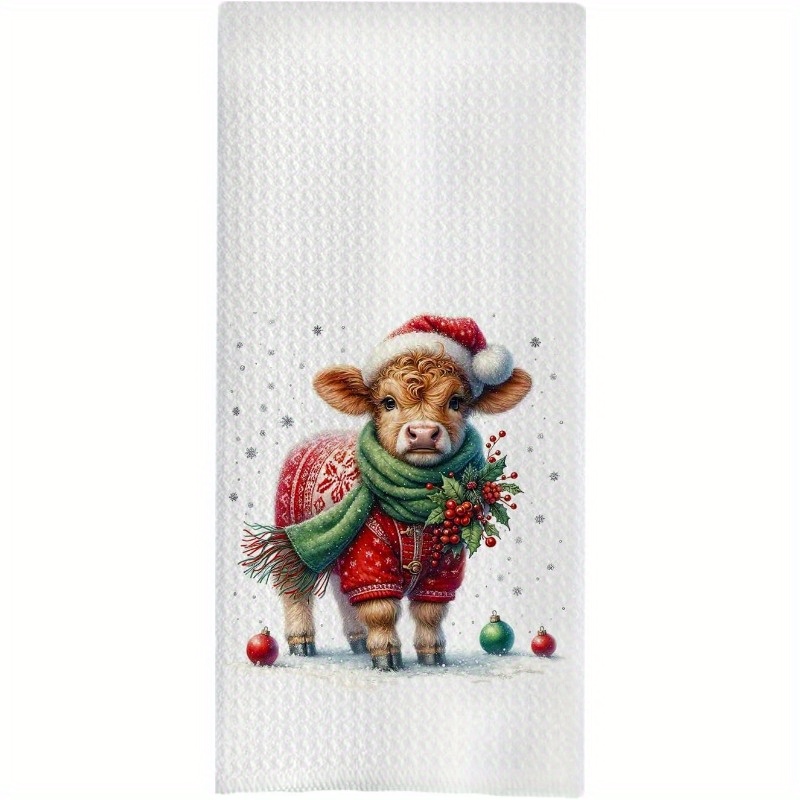 

1pc, Christmas Towel, 18x26 , , Polyester Tea Towel, , For
