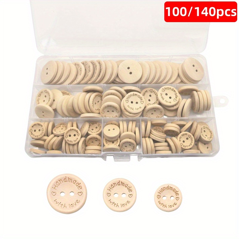 

/140 Pièces Boutons en de Tailles Assorties, Étiquettes Khaki Naturelles Faites , Loisirs DIY de Vêtements, Fixations en