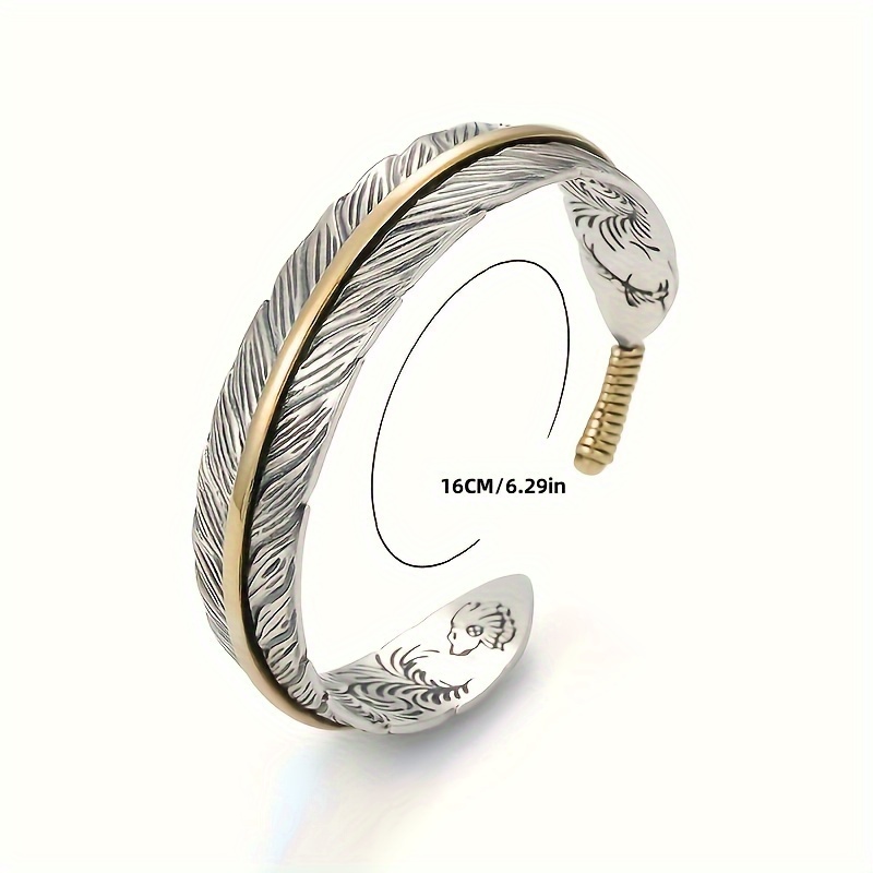 Adjustable Vintage Feather Cuff Bracelet for Men