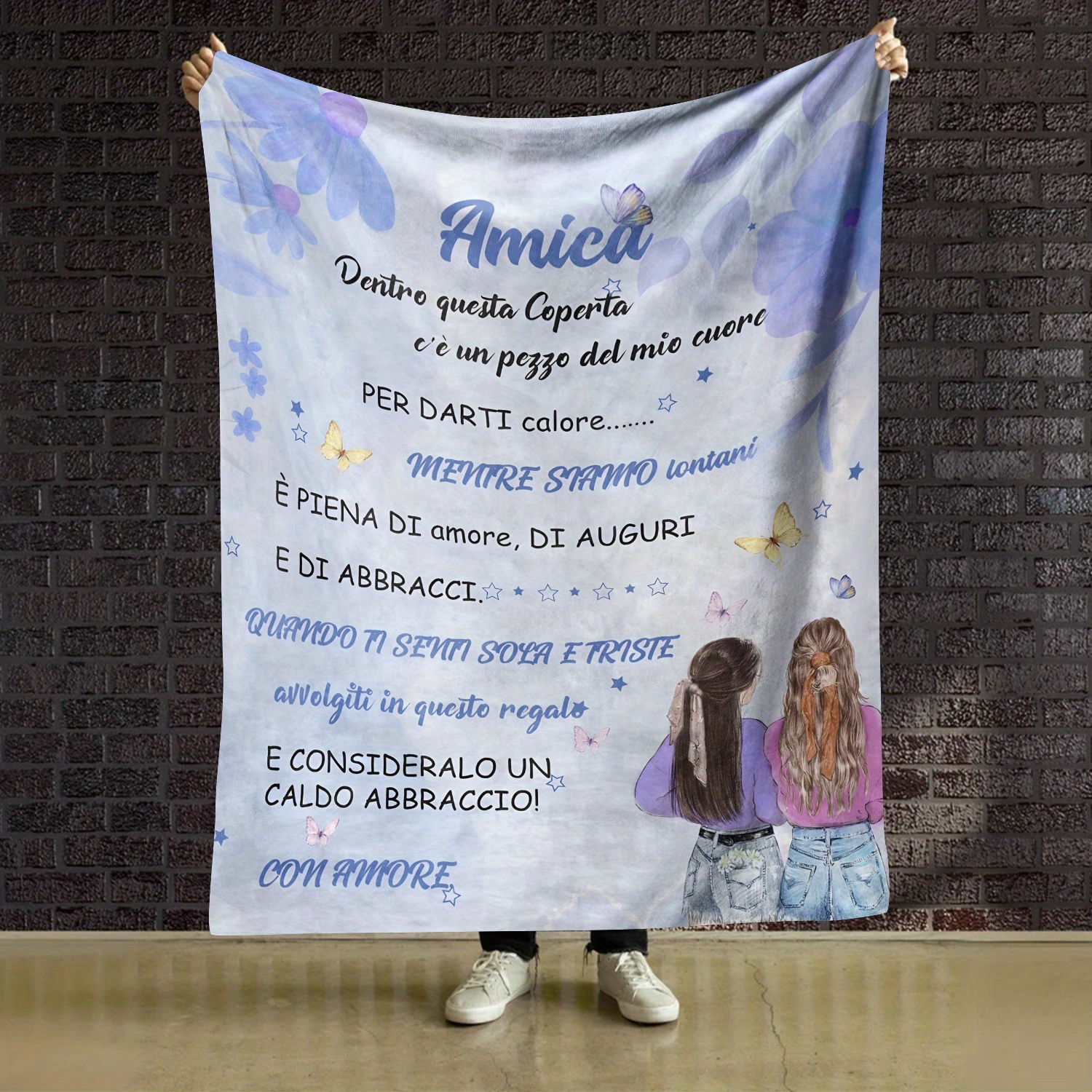 

1pc Amica Personalized Italian Blanket, Purple , Flannel Fleece Nap Blanket, , Knitted , For