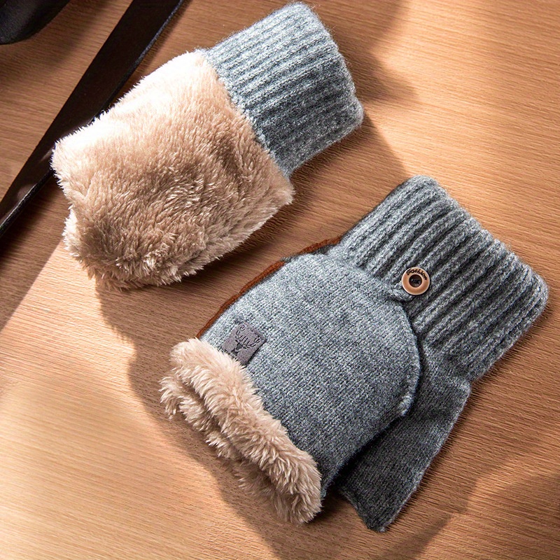 

Men' Knitted Half- Gloves, Touchscreen , Double Thickened Gloves, & , , Fashionable , -cold -