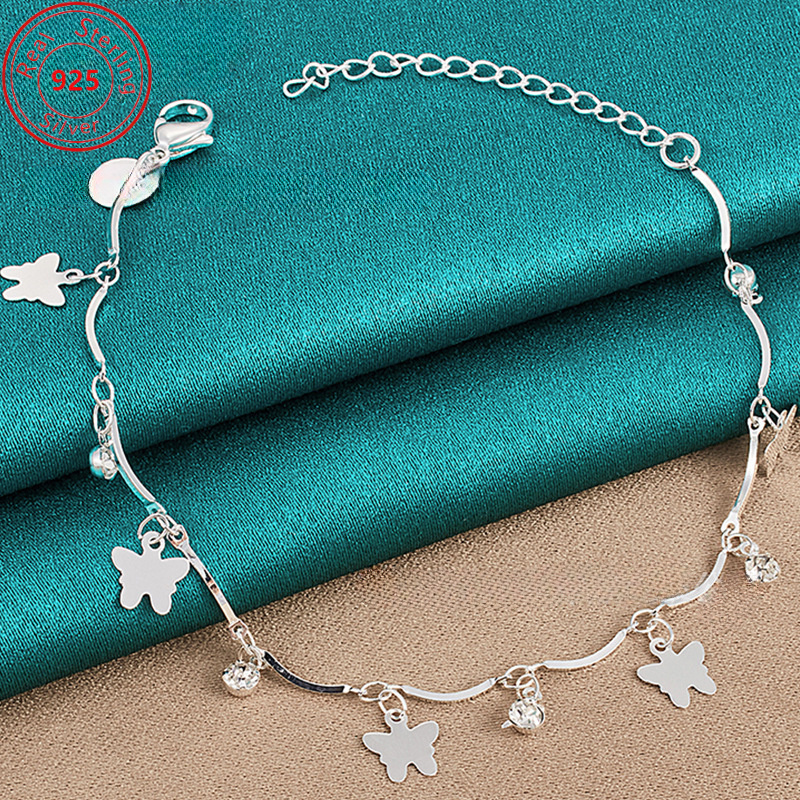 

S925 Sterling Silvery - Synthetic Zirconia Pendant Bracelet - Stylish And Elegant With Synthetic Zirconia - Suitable For Casual Attire With Parties - The Perfect Feminine Jewelry Charm Gift