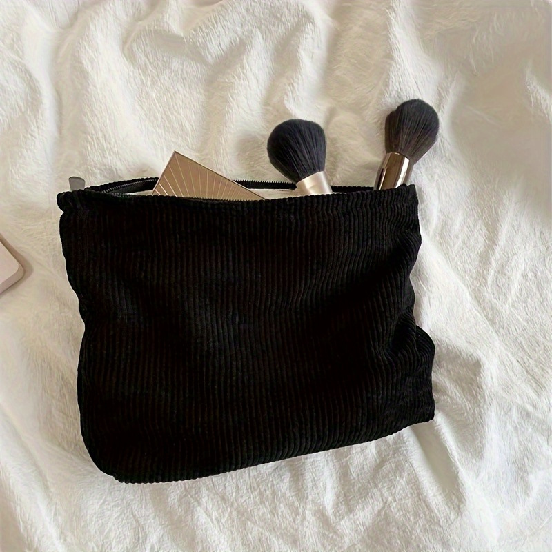 Image of Easy Corduroy Cosmetic Bag Clutch Storage Bag Casual Portable Toiletry Bag
