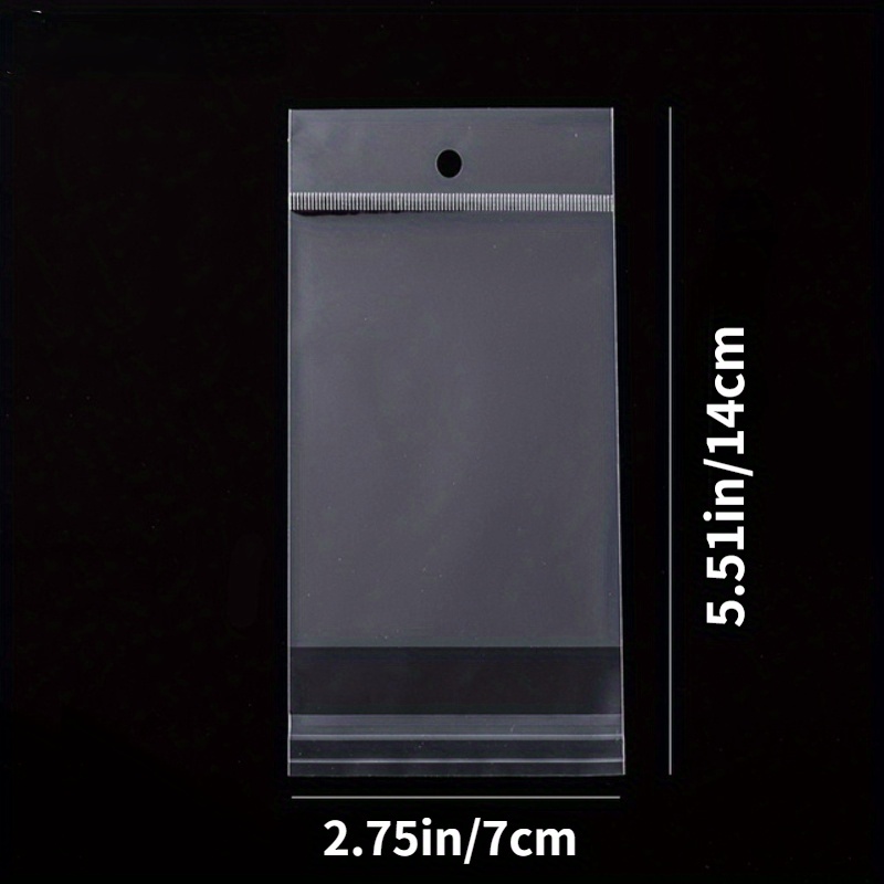 TEMU 102pcs Sacs OPP Polyéthylène Transparent Auto-Adhésifs avec Trous de Suspension - Présentoirs pour Bijoux & Emballage Cadeau, Sacs en Plastique