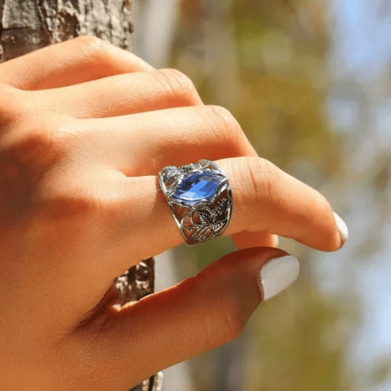 Vintage Boho Wide Band Ring with CZ Unisex Copper
