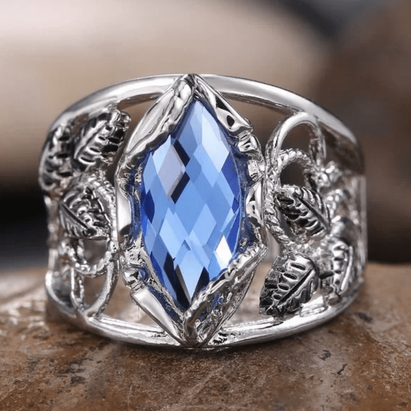 Vintage Boho Wide Band Ring with CZ Unisex Copper