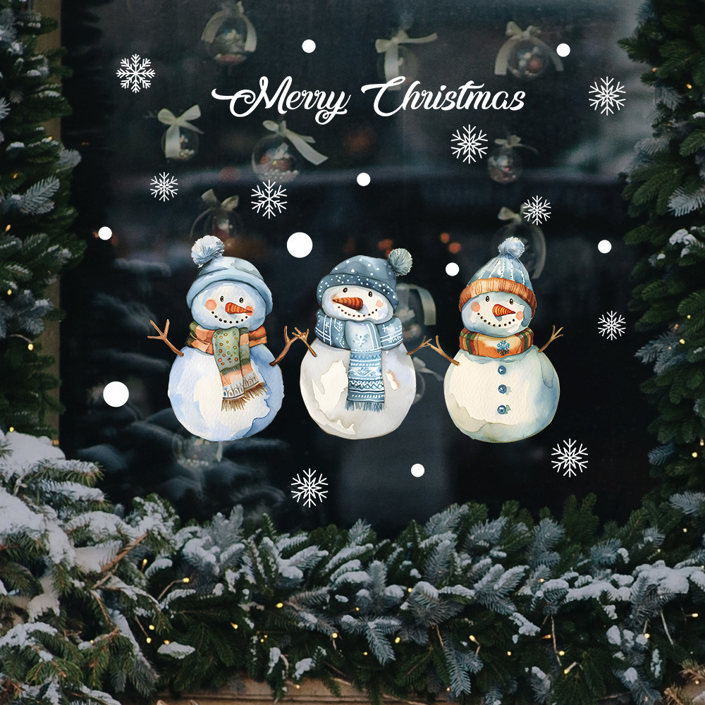 reusable christmas snowman window clings double sided electrostatic decals for festive holiday decor no power needed details 0