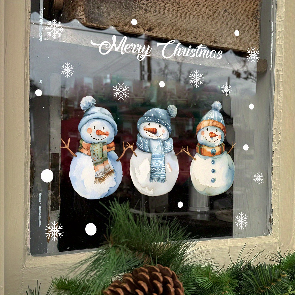 reusable christmas snowman window clings double sided electrostatic decals for festive holiday decor no power needed details 1