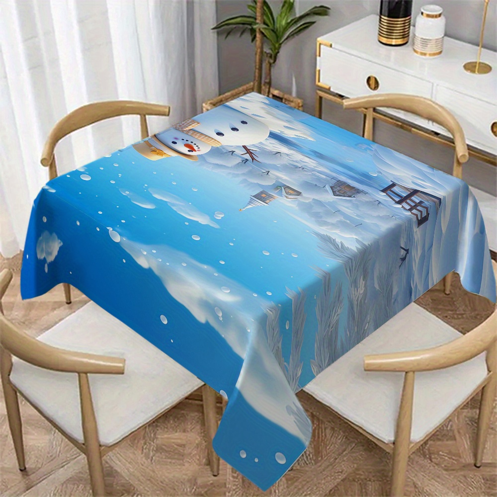 tischdecke schneemotiv weihnachtsdekoration bedruckte