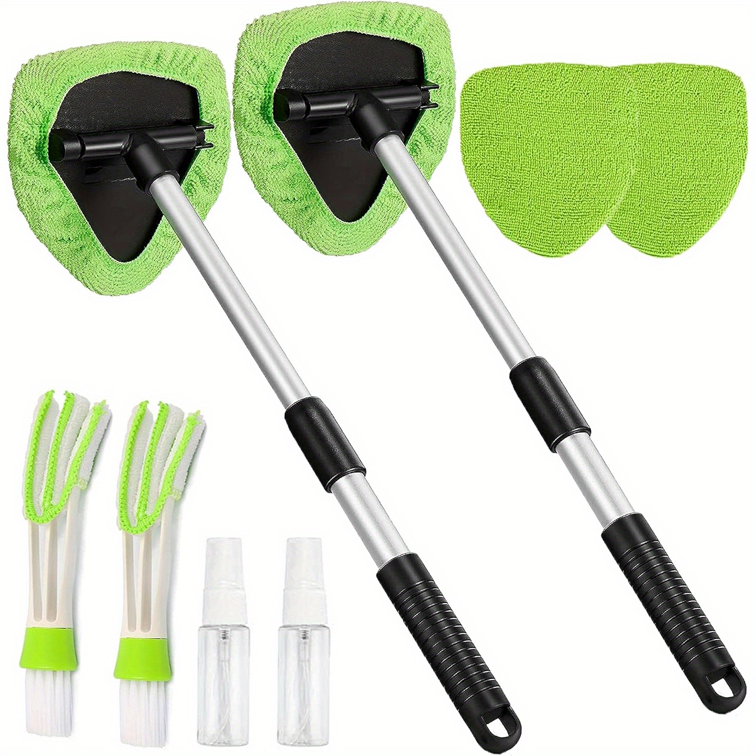 

Car Window Cleaner Inside Windshield Brush With Extendable Handle Washable Reusable Cloth Pad Head Auto Glass Wiper Cleaner Kit