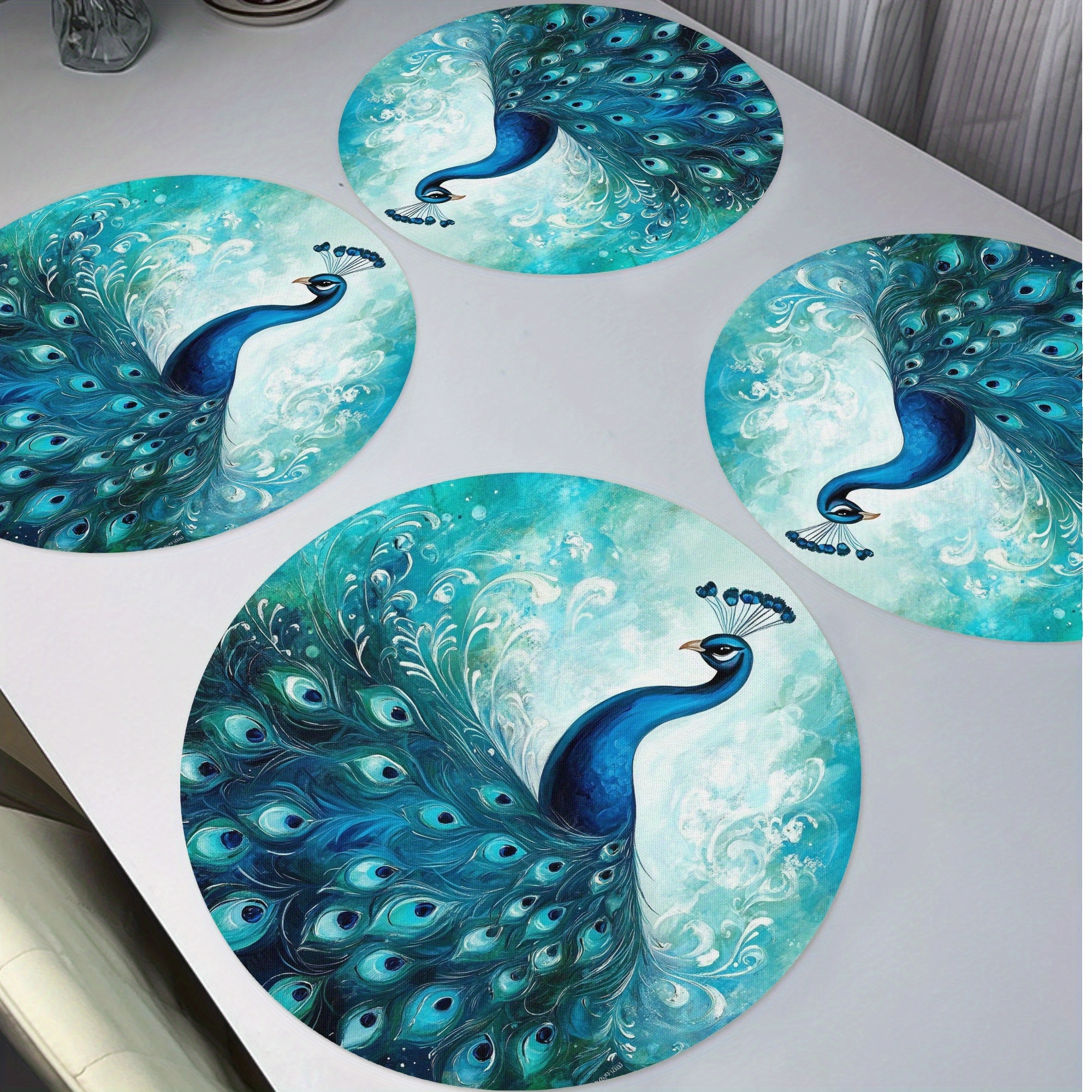 

4pcs Christmas Placemats, Round Table Mats For Home Decor Non-slip Washable Place Mats For Daily Banquet Party Dining Table Decoration 15