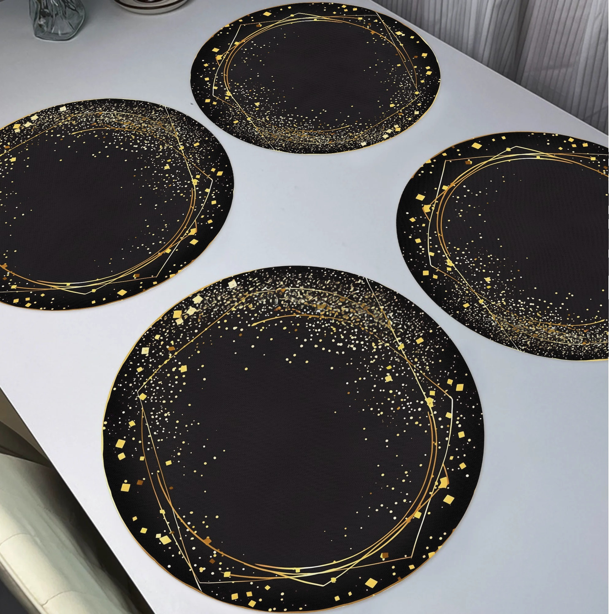 

4pcs Christmas Star Placemats, Round Table Mats For Home Decor Non-slip Washable Place Mats For Daily Banquet Party Dining Table Decoration 15