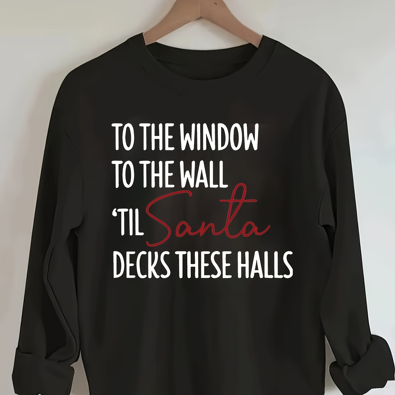 

Christmas - ! Pattern Round Printed Long Sleeved , Women's Clothing