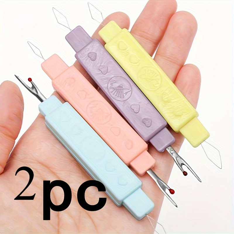 TEMU 2pcs Double-ended Threading, Thread Cutter With Needle Threader - Soft Handle, Portable Sewing Tool, Suitable For Removal And Threading, Easy To