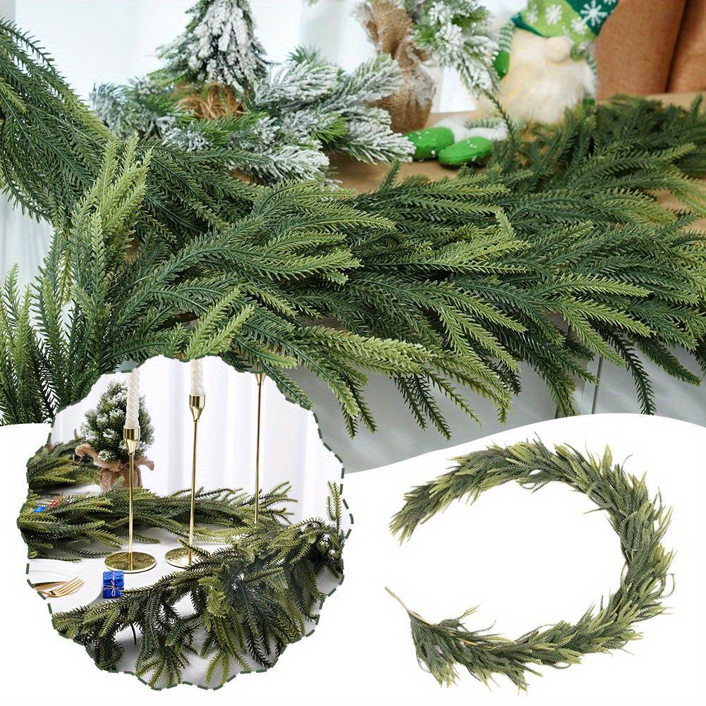 

Christmas Pine Garland Decorations-6/9ft Real Touch Christmas Garland- Realistic Artificial Christmas Garland Decorations For Mantle Windows Dining Table Home Decor