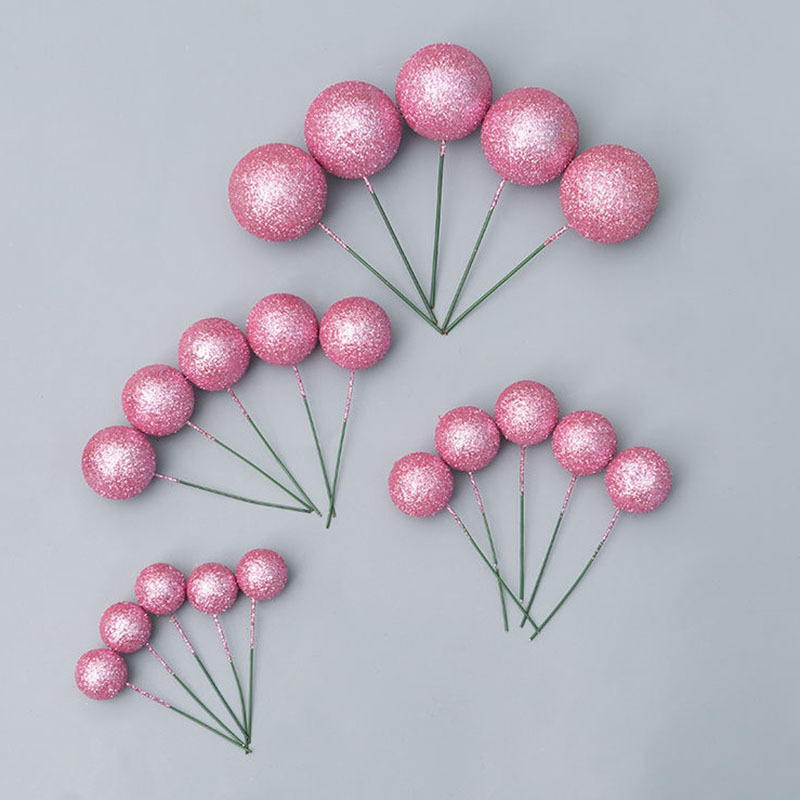 1set (20pcs) Artificial Foam Decorative Balls For Christmas, Festive Table Decorations Cake Baking Birthday Diy Festive Handicrafts And Festive Floral Arrangements In Golden Silvery