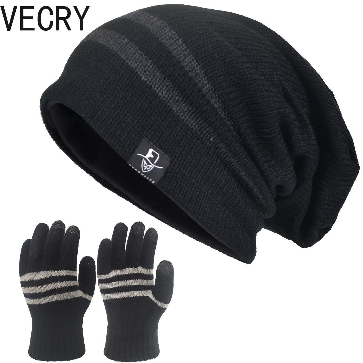 

Vecry Women's Gloves Set Knitted Cycling Cap