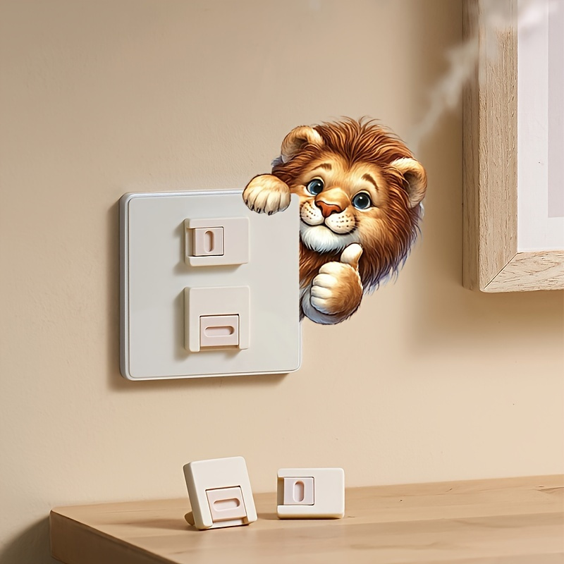 Cute Lion Thumbs-Up Light Switch Sticker for Home Decor