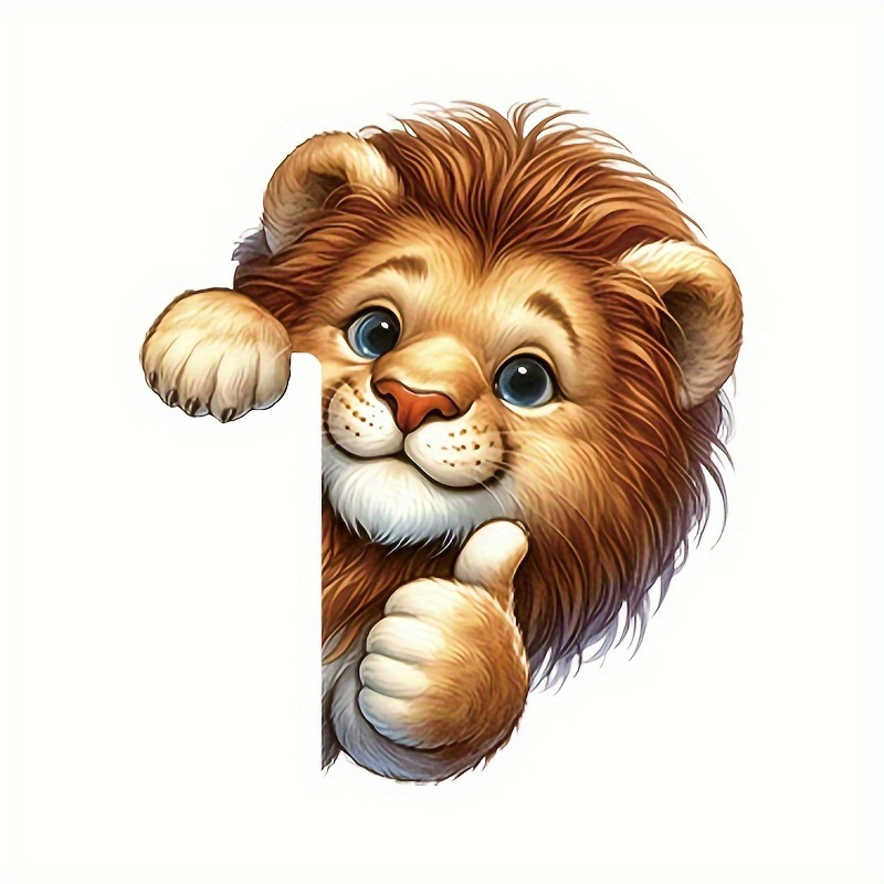Cute Lion Thumbs-Up Light Switch Sticker for Home Decor