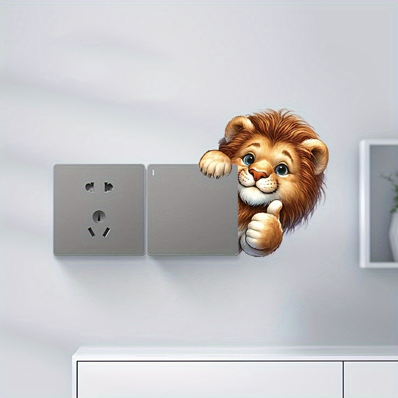 Cute Lion Thumbs-Up Light Switch Sticker for Home Decor