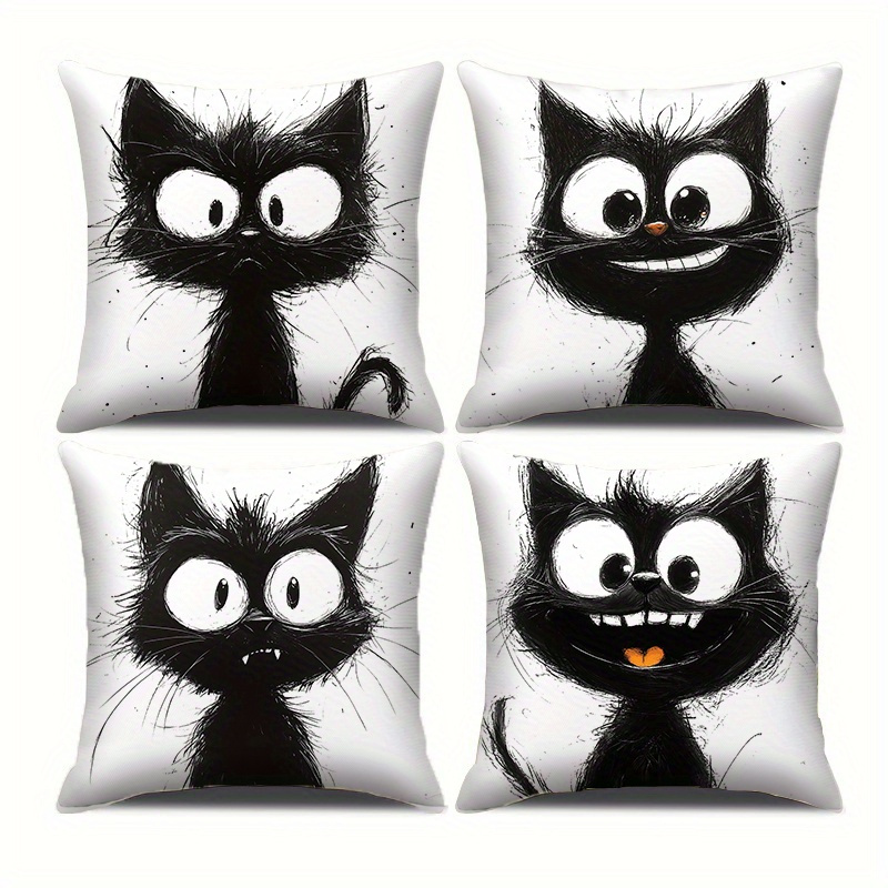 

4-pack Throw Pillow Covers, Contemporary Style, Printed Polyester Cushion Cases, Machine Washable, Zippered, For Home, Sofa, And Party Decor, Multiple Sizes