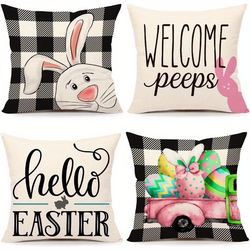 

Set Of 4 Easter - 18x18 , Decor , & , Zip , Polyester For