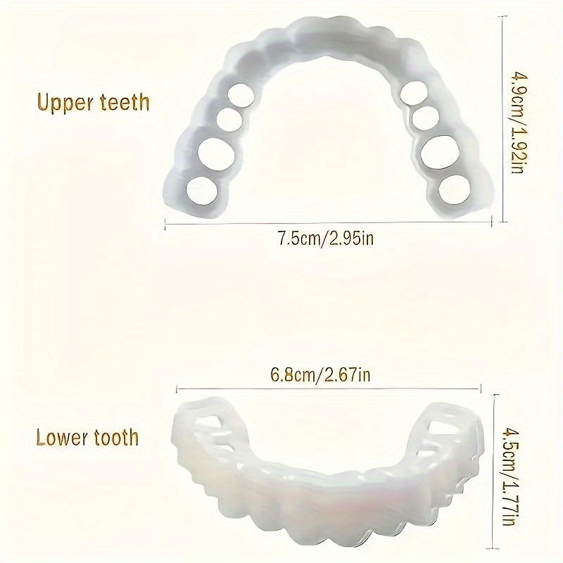 2pcs set white dentures with veneers upper and lower denture care for men and women flexible comfortable lifelike details 4