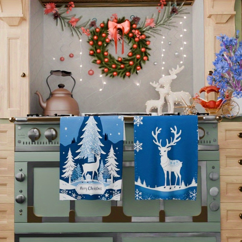 2pcs 18 by 66.04 cm soft christmas kitchen towels christmas towels ionfg details 0