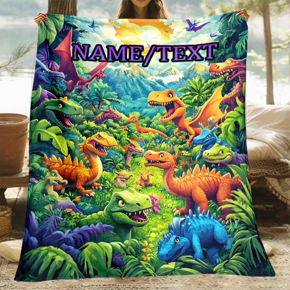 

Personalized Dinosaur Blanket With Custom Name – No-electricity Warm Flannel Fleece Throw – Polyester, Featherless Lightweight Travel & Sofa Blanket – Ideal Gift For Dinosaur Enthusiasts